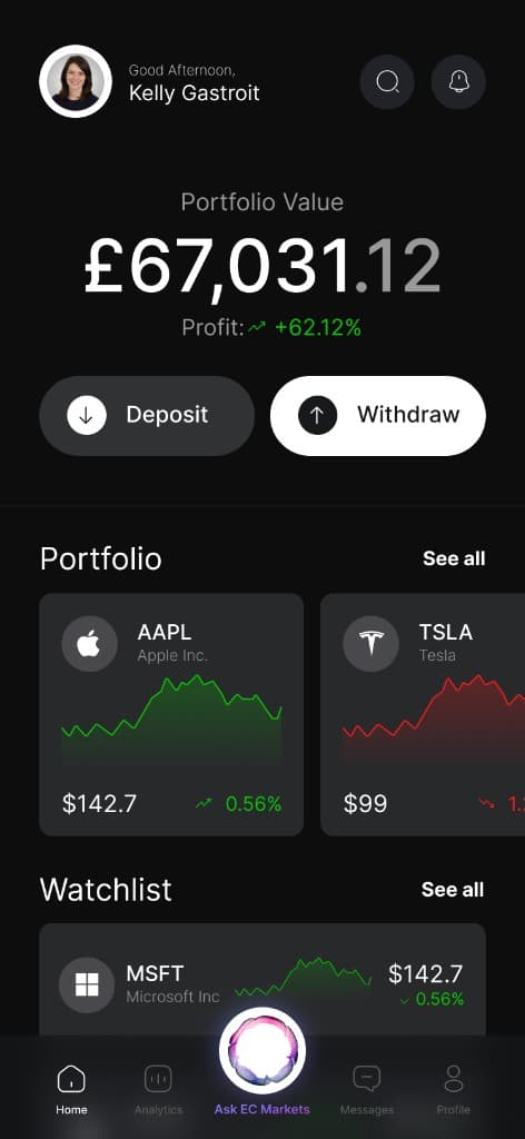 Portfolio home screen